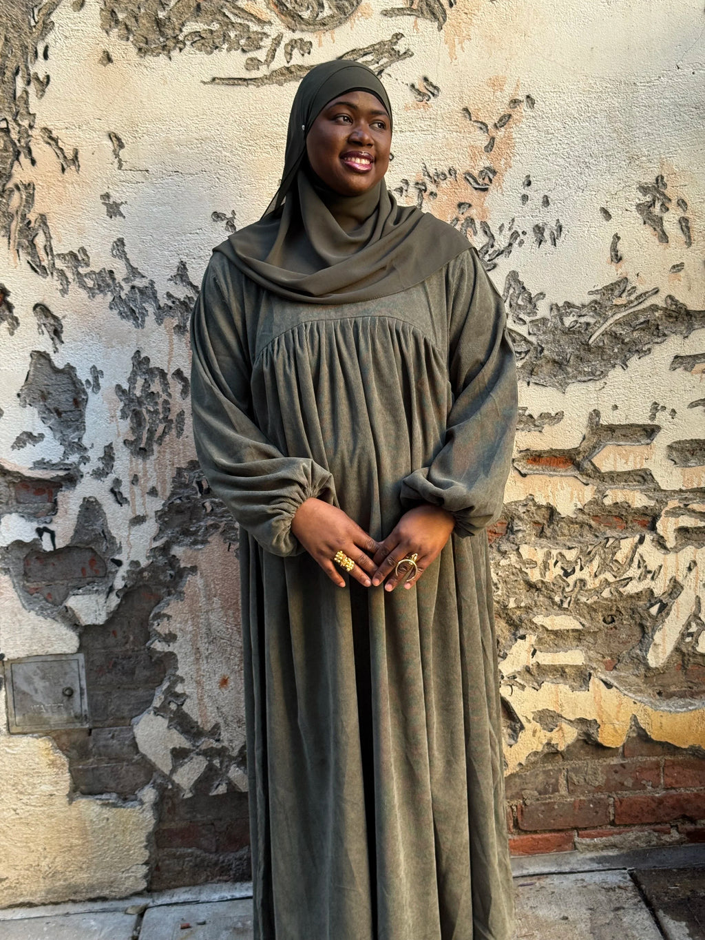 Aicha Matcha Corduroy Abaya