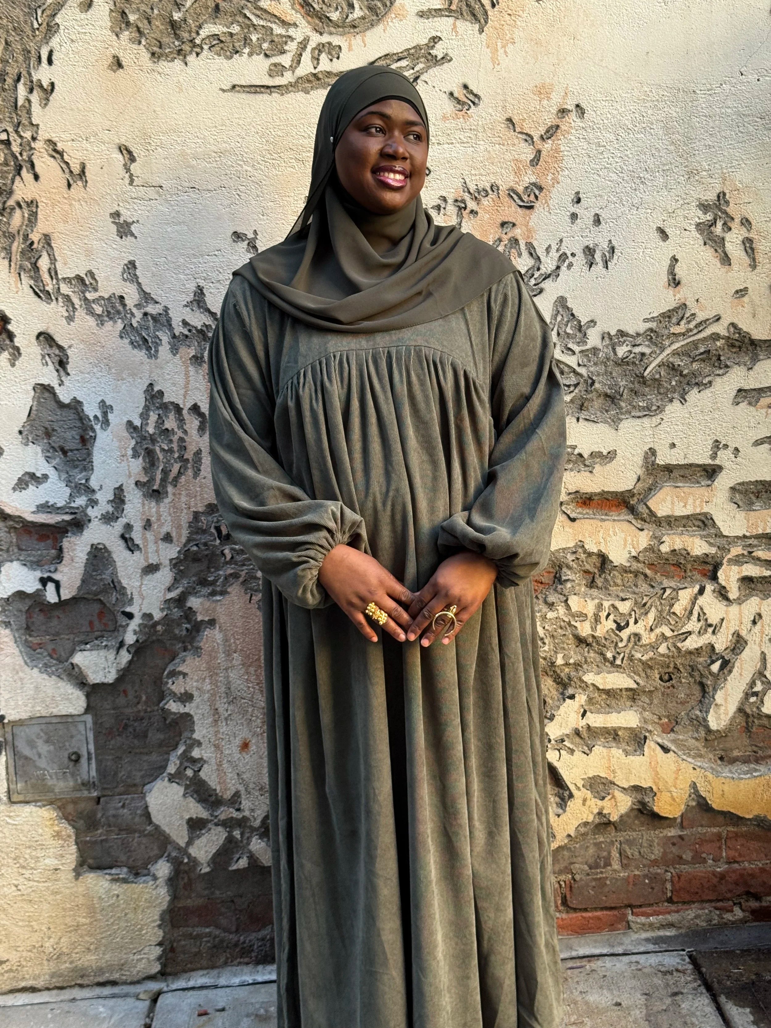 Aicha Matcha Corduroy Abaya