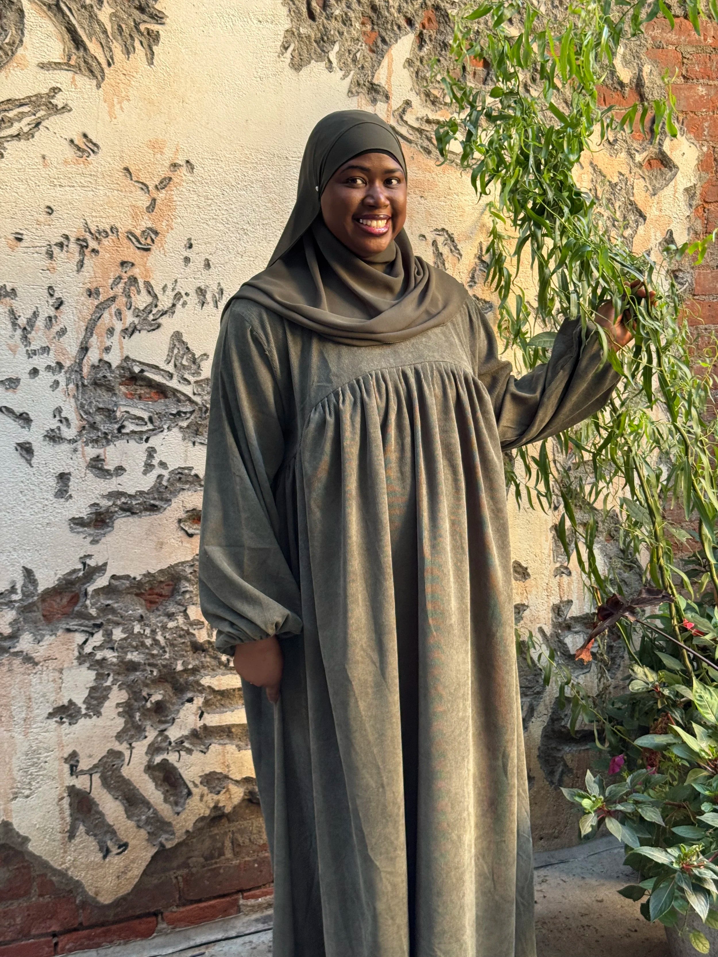 Aicha Matcha Corduroy Abaya