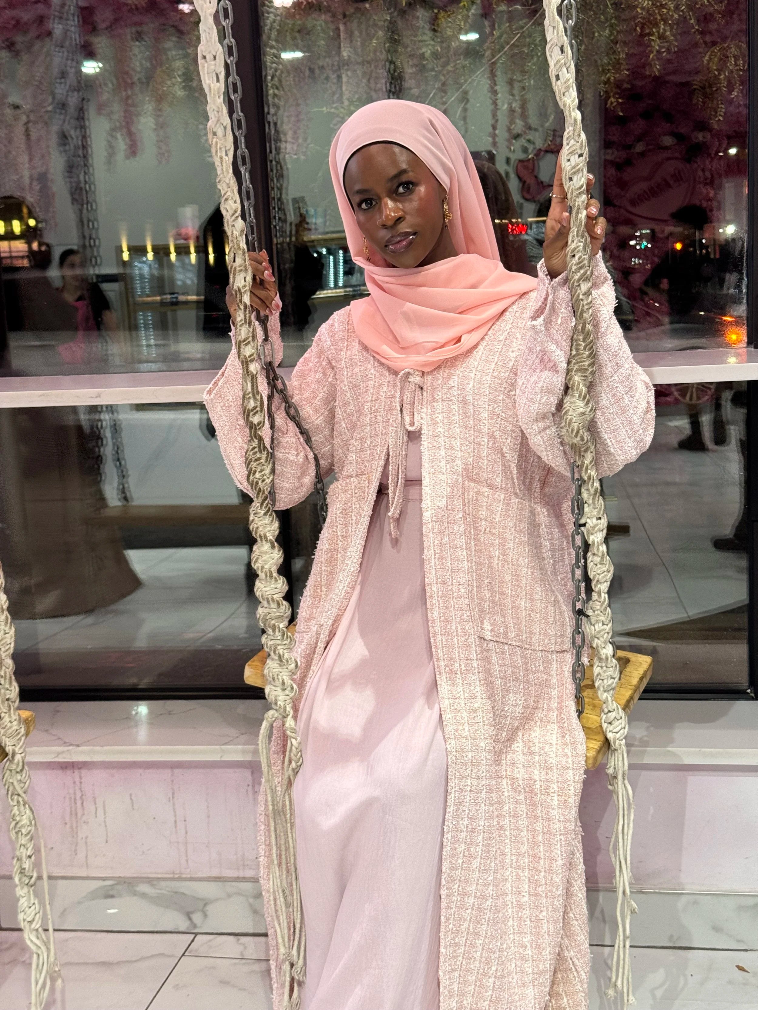 Mariam Dusty Pink Tweed Abaya