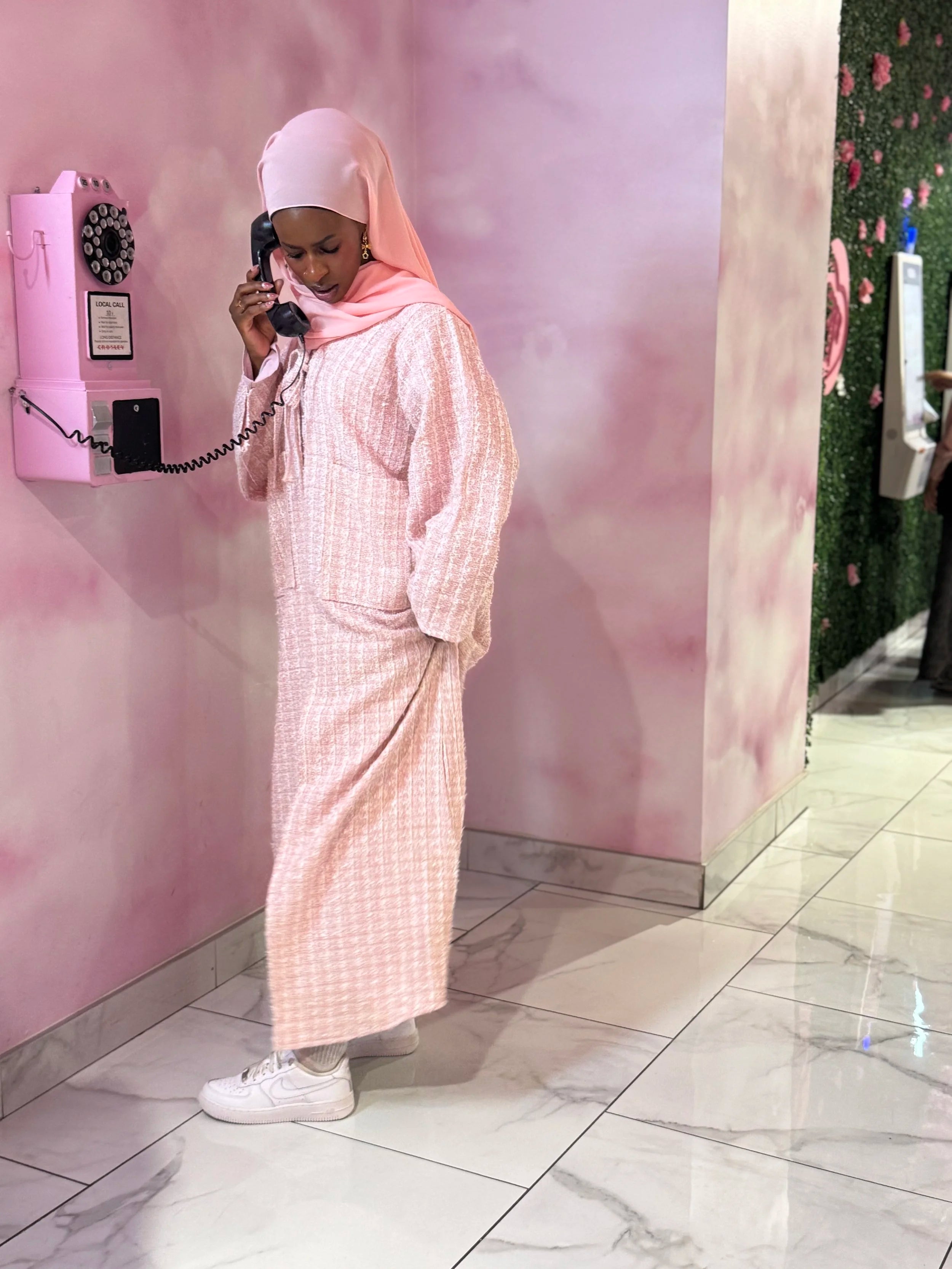 Mariam Dusty Pink Tweed Abaya