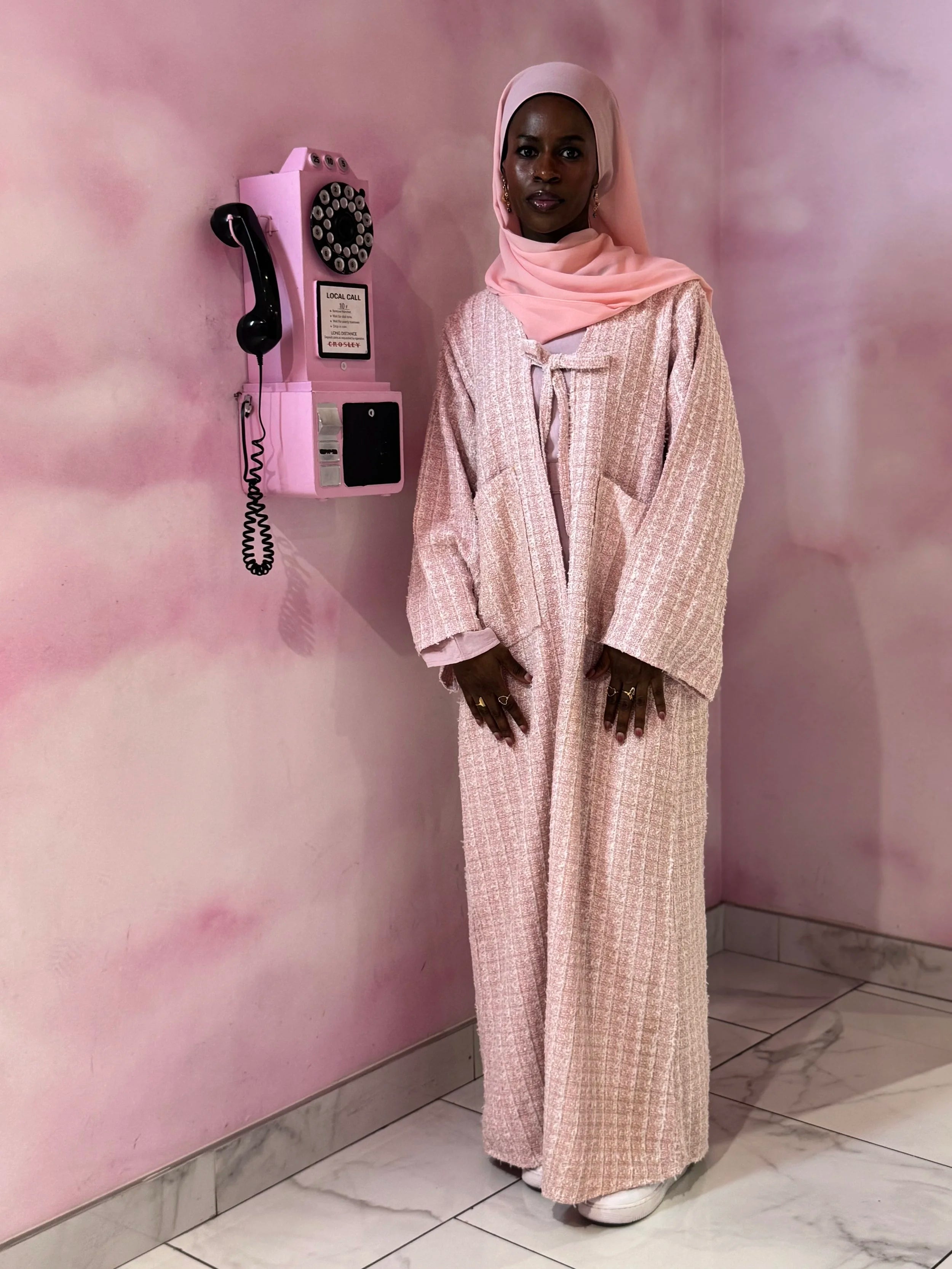 Mariam Dusty Pink Tweed Abaya