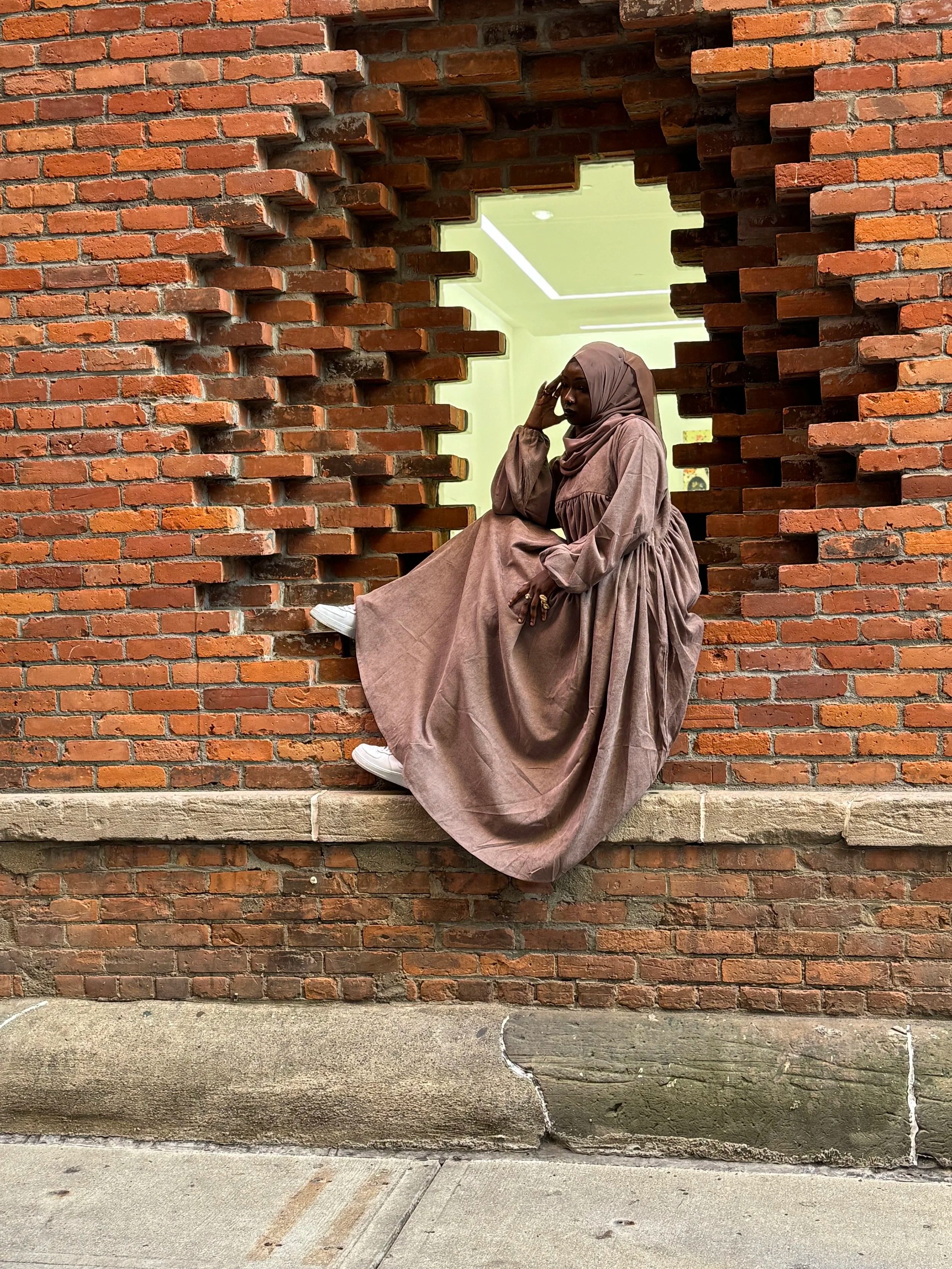 Aicha Dusty Pink Corduroy Abaya