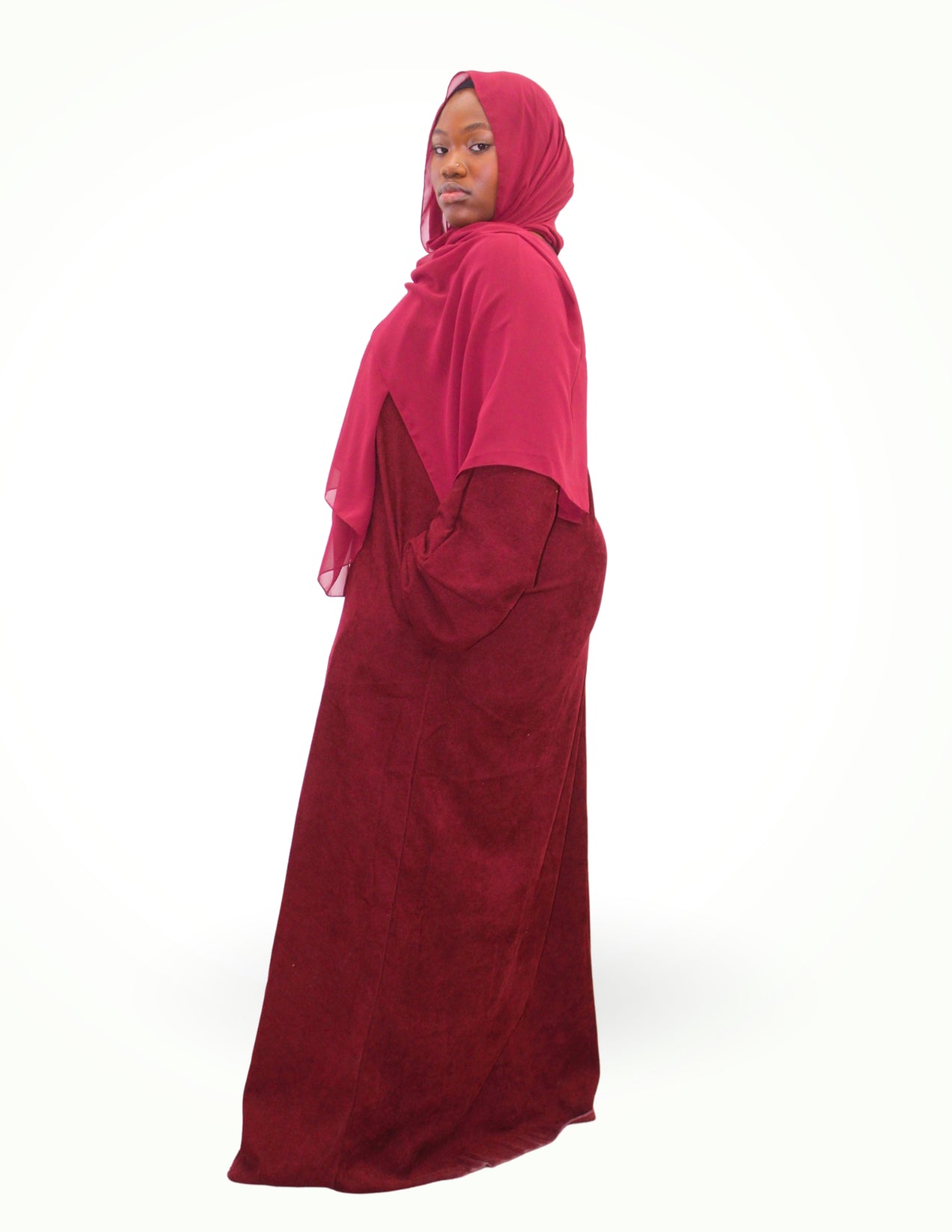 Burgundy Corduroy Abaya