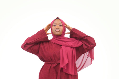 Burgundy Corduroy Abaya
