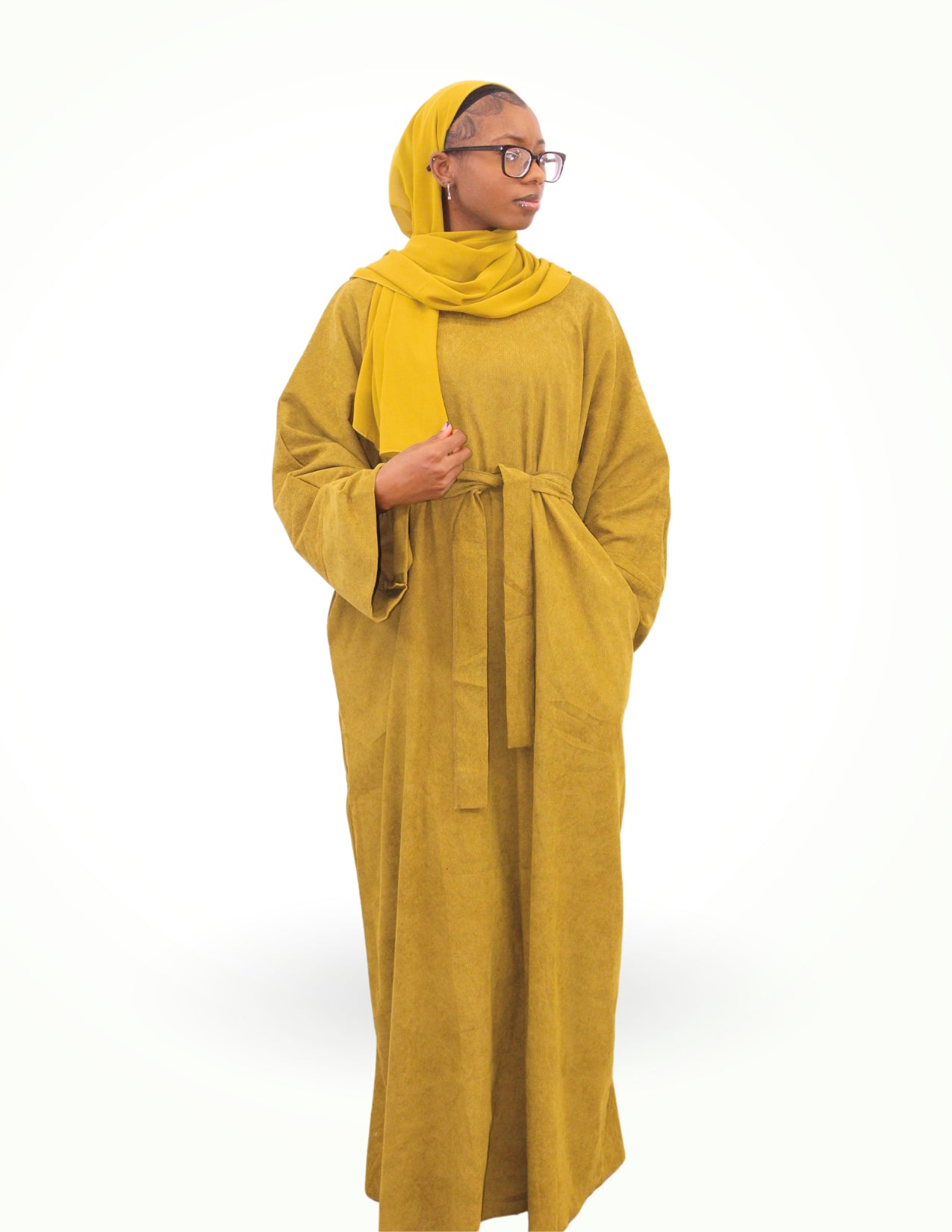 Chartreuse Corduroy Abaya