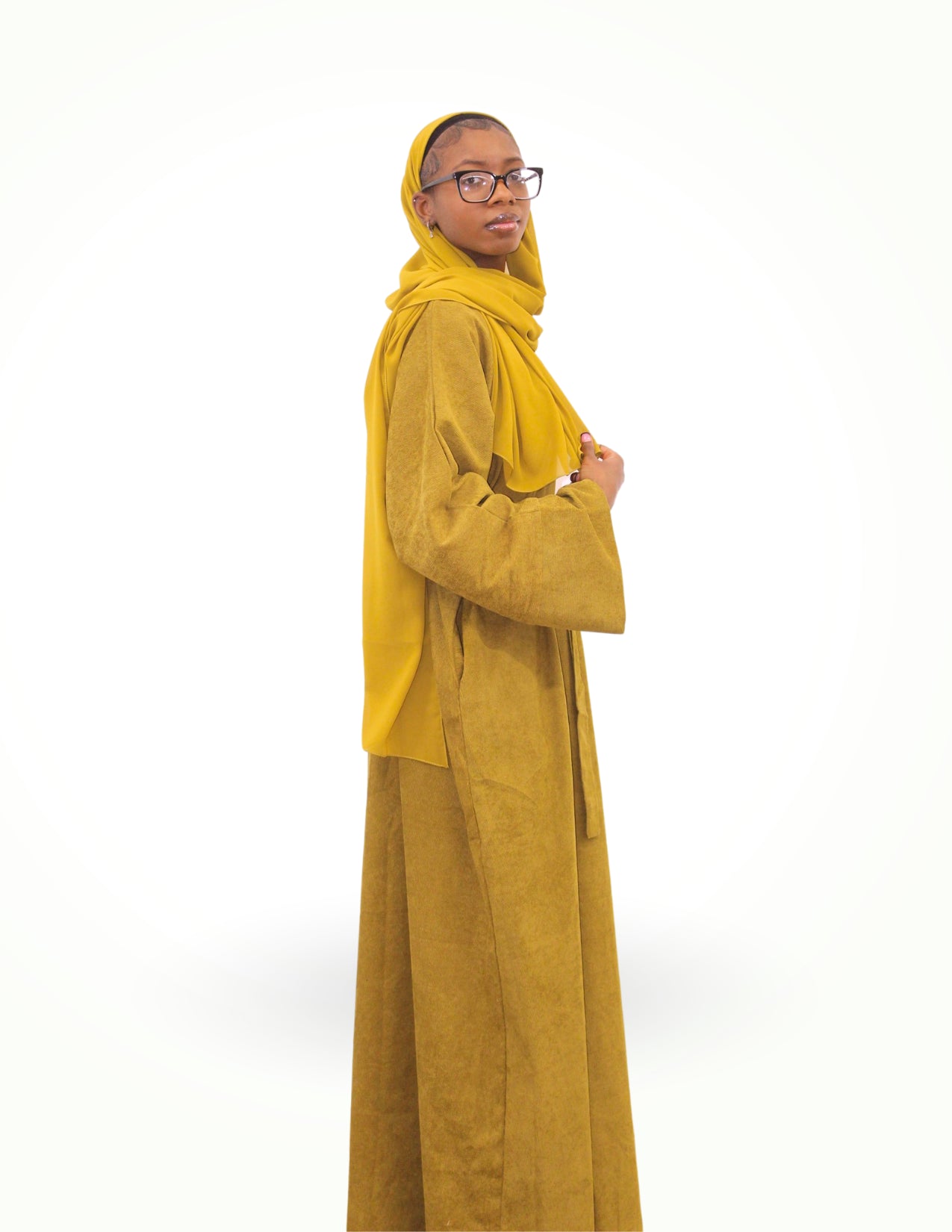 Chartreuse Corduroy Abaya